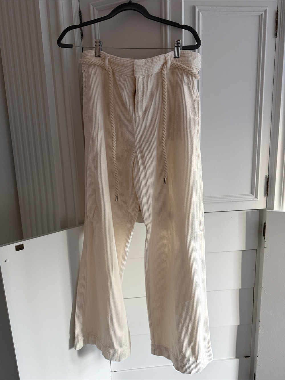 BA&SH Women's Cream Ribbed Corduroy Pants with Drawstring